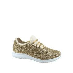 This style runs pretty true to size Round toe front Slip On with Lace Glitter Fabric Upper Rubber sole Light weight approx 15oz a pair Finished with lightly padded insole makes it comfort to wear for a whole day Good for school, party, play, travel, walking shoes Size: 5.  Color: Gold.  Gender: female.  Age Group: adult. Gold Low-top Sneakers With Glitter Accents, Trendy Gold Sneakers For Party, Trendy Gold Party Sneakers, Gold Glitter Low-top Sneakers, Gold Glitter Lace-up Sneakers, Trendy Gold Glitter Sneakers, Gold Round Toe Sneakers For Party, Gold Casual Sneakers For Party, Casual Gold Sneakers For Party