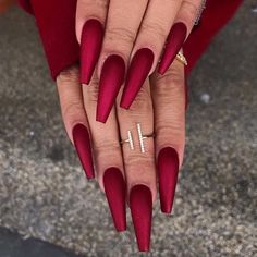 Chic & Trendy acrylic nail set Ballerina Style Nails, Burgundy Acrylic, Long Red Nails, Coffin Nails Ombre, Dark Red Nails, Coffin Nails Matte, Red Acrylic Nails, Classy Nail Designs, Matte Nails Design