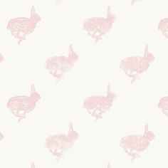 a pink rabbit wallpaper pattern on a white background in pastel shades, with an animal - like silhouette