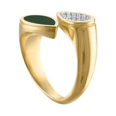 Immediate ship in size 6 with enamel and pavé. The Moi et Toi Pavé Diamond and Enamel Ring is composed of 18k gold with pavé diamonds and enamel. Ring measures 15mm in length x 17 mm. Pavé diamonds are 1.5mm in size each. Shown here in Deep Green enamel, the enamel is available in custom shades of green, blue and red. The ring is also available with pavé on both sides. Available in all whole and half sizes. Made-to-order. Please allow 3 to 5 weeks for delivery. Made by artisans in New York. Avai Fine Jewelry Open Enamel Ring For Formal Occasions, Luxury Enamel Ring With Diamond Accents As Gift, Luxury Enamel Ring With Diamond Accents For Gift, Formal Enamel Ring With Single Cut Diamonds, Formal Round Enamel Ring With Single Cut Diamonds, Modern Enamel Rings For Formal Occasions, Luxury Round Enamel Ring With Diamond Accents, Elegant Diamond Ring With Enamel, Formal Enamel Ring With Gemstone