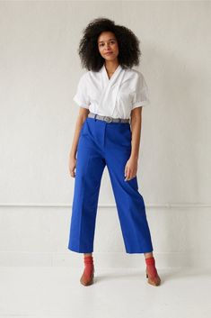 Piper Pant in Cotton Twill (Ankle Length) – CHRISTINE ALCALAY Straight Cut Pants, Flattering Pants, Go To Work, Flat Front Pants, Fabric Accessories, Skirt Jumpsuit, Outerwear Outfit, Knitwear Tops, Slim Leg