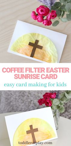 coffee filterr easter card with flowers in the background and text that reads coffee filterr sunrise card