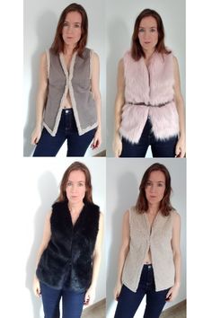 Sewing pattern for a tailored vest. Suited for thicker fabrics. Sizes from 36 (US: 6) to 50 (US: 20) available.  Print out pattern with detailed foto instructions. Beginner friedly. Step by Step video instructions are available on Youtube:  https://www.youtube.com/@danielademadrid3626 Fitted Sleeveless Vest With Faux Fur Lining, Vest Sewing, Fur Waistcoat, Vest Sewing Pattern, Tailored Vest, Faux Fur Gilet, Fur Gilet, Sewing Art, Fur Vest