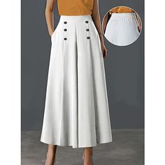 Season:Summer,Spring; Fabric:Polyester; Gender:Women's; Style:Work,Comfort; Elasticity:Micro-elastic; Occasion:Office / Career,Daily,Office; Function:Breathability,Comfortable,Soft,Comfort; Waistline:High Waist; Pattern:Plain; Design:Pocket,Elastic Waist,Baggy; Pants Type:Pants Trousers,Wide Leg,Baggy Pants; Front page:FF; Listing Date:06/15/2023; Production mode:External procurement; Hips:; Length:; Pants Length:Full Length Cheap Dresses Casual, Trouser Pocket, Pant Suit, Palau, Baggy Pant, Tonga, Clothing Hacks