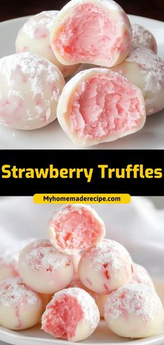 These strawberry truffles are rich, fruity, and covered in white chocolate. A perfect treat for berry lovers! Ingredients: 1 cup fresh strawberries, chopped 1 cup white chocolate, melted ½ cup powdered sugar 1 tsp vanilla extract Enjoy these strawberry truffles as a sweet, bite-sized treat. Perfect for parties or gifts Frozen Strawberry Clusters, Strawberry Chocolate Bites, Chocolate Covered Strawberries Valentine, Sweet Treats Easy To Make, Strawberry Balls, Treats To Sell, Deviled Strawberries, Strawberry Truffles, Candied Strawberries