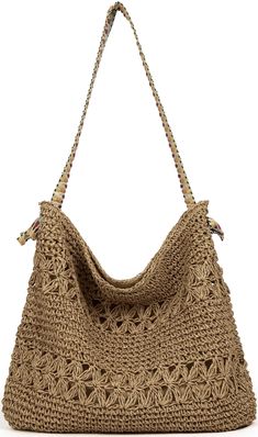 PRICES MAY VARY. Lightweight and Durable Material: The beach bag straw made of Natural Paper Rope. Magnetic closure. Classic strap pattern. Big Size: L14.56"*W0.78"*H13.77". Straw tote bag for women has enough room for your stuff for travel and daily necessities such as phone, wallet, camera, water bottle, sunglasses, cosmetics, folding umbrella, foldable hat, slippers, beach sarong, beach mat and other necessary things. Versatile: Great to be used as a straw beach tote, casual market bag, retro Natural Crochet Shoulder Bag With Removable Pouch, Natural Crossbody Crochet Bag With Removable Pouch, Natural Crochet Bag With Removable Pouch, Natural Crochet Crossbody Bag With Removable Pouch, Jute Shoulder Bag With Adjustable Strap, Umbrella Foldable, Aesthetic Purse, Straw Beach Tote, Avatar Dr