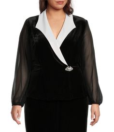 Alex Evenings Plus Size Long Sleeve Collared Side Button Velvet Blouse | Dillard's White Shirt Collar, Plus Size Velvet, Bride Groom Dresses, Velvet Blouse, Dress Attire, Bride Groom Dress, Alex Evenings, Velvet Blouses, Mother Of Groom