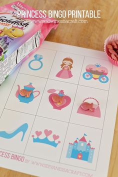 princess bingo printable game for kids to play on the table with other games and activities