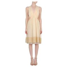 Vanessa Bruno's whisper-weight silk-georgette dress is a delicate way to dip into spring’s neutral trend. This semi-sheer runway style comes with a slip to line. Keep the look contemporary by wearing yours with a box clutch and statement cuff. Pale orange sleeveless silk dress from Vanessa Bruno featuring a v-neckline, ruche detailing at the chest, a cinched empire line, a pleated skirt section with a contrasting nude hem and a nude sheer rear and side panel. 100%silk. V-neckline, gathered shoul Silk Georgette Dress, Beige Silk, Pale Orange, Box Clutch, Vanessa Bruno, Bag Dress, Long Sleeve Mini, Beige Color, A Box