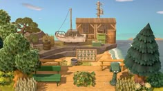 Acnh Pier Ideas Kapp’n, Acnh Ocean Theme, Dock Animal Crossing, Dock Acnh, Acnh Dock Ideas, Acnh Beach, Acnh Cottagecore, Tom Nook