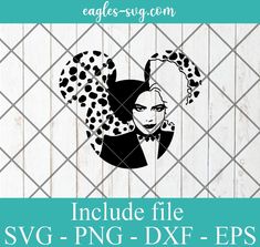 the svg file includes an image of a woman's head with polka dots on it