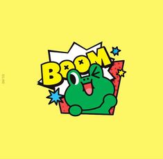 an image of a cartoon character with the word boom in it's mouth and stars around