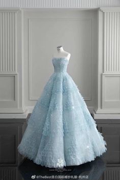 Blue Princess Prom Dress, Caraval Aesthetic, Debut Gown, Donatella Dragna, Kpop Stage Outfits, Blue Ball Gown, Kpop Stage, Blue Ball Gowns