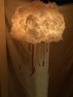 a white cloud hanging from the side of a wall