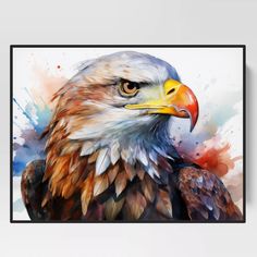 a painting of an eagle on a white wall