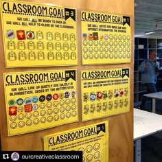 classroom goal posters on the wall in an office