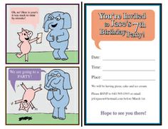 an elephant and piglet birthday party card with the words, you're involved to jerry's 7th birthday party