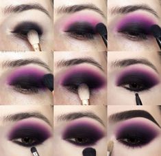 Maquillage Goth, Goth Makeup Tutorial, Goth Eye Makeup, Purple Eye Makeup, Fest Outfits, Eye Makeup Steps, Makijaż Smokey Eye