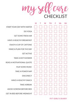 Printable Self Care, Self Care Checklist, Vie Motivation, My Self, Self Care Activities, Bullet Journal Ideas Pages, Planner Organization, Bullet Journaling