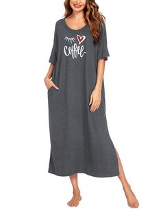 PRICES MAY VARY. 💖Notice : This night gown for ladies is roomy fitting, oversized style super comfy, size runs big, please order one size down if you prefer regular style. 💖 Gift : This oversized nightshirt for women sleepwear is great for your girlfriend, wife, mom and sister as a birthday and anniversary gift, also great for anniversary, bridal shower, pregnancy and slumber parties, maternity wear in leisure & relaxing life and so on. 【Material】 Plus Size night gown loungewear is made of sup Gown For Ladies, Night Gown Sleep, Long House, Long Nightgown, Women Sleepwear, Women's Nightgowns, Ladies Gown, Nightgowns For Women, Mom And Sister