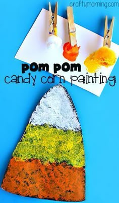 a piece of paper that has been made to look like a rock with the words pom pom candy can paint on it