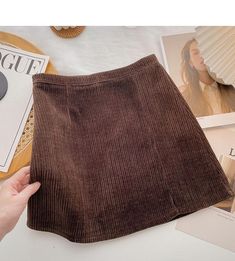 Style: commuting Size: S M L XL Color: coffee, black, apricot High-waisted Brown Corduroy Skirt, Brown Corduroy Casual Mini Skirt, Casual Brown Corduroy Mini Skirt, Brown Mini Skirt For Winter, Casual Brown Corduroy Skirt, Winter Mini Skirt In Brown, Brown Corduroy Mini Skirt For Fall, Brown High-waist Winter Skirt, Casual Brown Solid Color Skirt