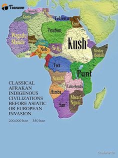 the map of africa with different languages and countries on it's sides, including names