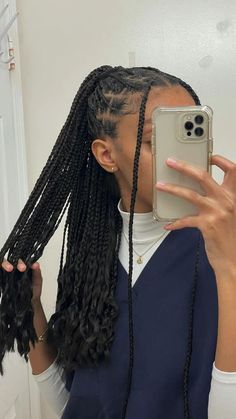 Braided Hairstyles For Black Women Protective Styles Ideas, Medium Box Braids Hairstyles For Black Women With Curls, African American Braiding Hairstyles, Braided Hairstyles For Black Women Medium, Good Braids Hairstyles, Chest Length Box Braids, Afro Braid Hairstyles, How To Do A Box Braid, Simple Black Braided Hairstyles