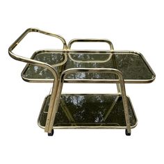 three tiered glass and metal serving trays