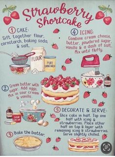 an old poster shows the different types of strawberry shortcakes and how to make them