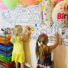 🎈 Say happy birthday in the most fun, creative way with this GIANT coloring banner!  🎈 This 6ft x 3 ft paper collage activity with hundreds of images to color will keep your creative kids coloring for hours if not days!  🎈 This is a super unique way to celebrate kids of any age, gender, and ability! Hang on the wall as a poster or spread across the floor or table.  🎈 Printed on premium 20lb matte paper, can be used with your favorite crayons, markers, paints or colored pencils.  *video of Christmas version is so that you can get an idea of size and feel of our birthday version* Kindergarten Birthday Ideas, Art Birthday Party Ideas Activities, Collage Activity, Kindergarten Birthday, Coloring Tablecloth, Poster Activity, Book Backdrop, Images To Color, Kids Party Crafts