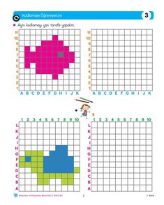 four squares that have different shapes and numbers on them