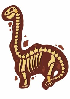 a cartoon dinosaur skeleton is shown in brown