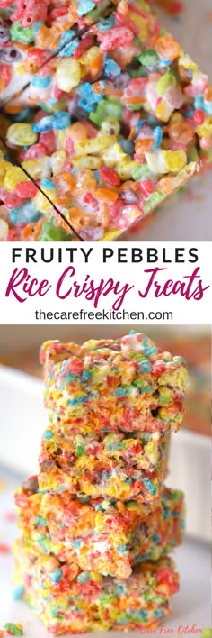 fruity pebbles rice crispy treats are an easy snack for kids and adults