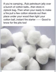 Camping Hacks Diy, Survival Skills Life Hacks, Survival Life Hacks, Survival Life, Emergency Prepping, Cotton Balls, Simple Life Hacks, Diy Life Hacks, Survival Prepping