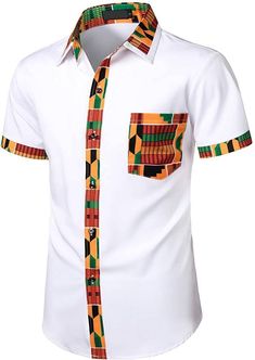 This listing features an Authentic African Shirt made from 100% pure quality fabric with exceptionally accurate neat and durable stitching. This is Ideal for all your formal occasions. You will look natively executive anytime you put on this wear. night. 》Make ●Men's African Shirt ●Versatile and suitable for all occasions and personalities ●Made with your comfort in mind 》Color ●Black 》Features ●Round Neckline ●Short Sleeve Length ●Long Tight Fitting ●Executive Finishing ●Regular Fit Suit ●100% Fitted White Patchwork Shirt, Fitted Patchwork Short Sleeve Shirt, Mali Fashion, Dashiki Outfit, African Print Shirt, Shirt With Buttons, African Wear Styles For Men, African Shirts For Men, Graphic Print Shirt