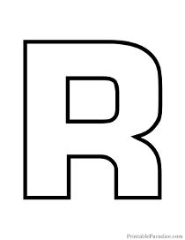 the letter r is shown in black and white with an uppercase font that has been drawn