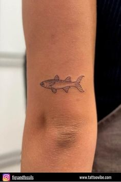 a woman's arm with a fish tattoo on it