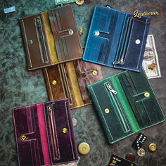 A high-quality image of a leather mini wallet, showcasing its compact design and multiple card slots. Compact Wallet, Long Wallet, Leather Mini