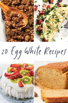 the top 20 egg white recipes for breakfast and brunch, including bread, cake, fruit, and more