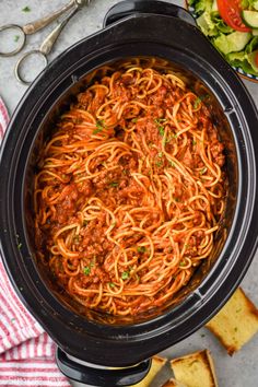 an image of spaghetti in the slow cooker