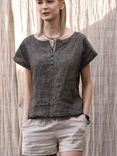 Cotton Dresses Online, Linen Style Fashion, Cotton Tops Designs, Learning Grammar, Female Outfits, Linen Shirts Women, Blouse For Women, Linen Blouse