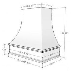 a drawing of a range hood with measurements