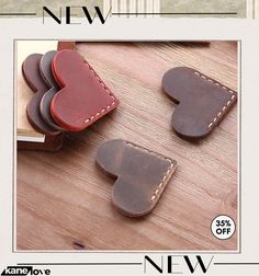 Simple Creative Cowhide Pure Hand-stitched Heart-shaped Bookmark Leather Engraving Ideas, Reading Supplies, Diy Leather Gifts, Leather Bookmarks, Vintage Bookmarks, Penanda Buku, Heart Bookmark, Diy Leather Projects, Reading Accessories