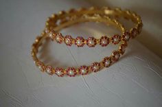 Bangles Jewelry Designs Gold, Jewelry Designs Gold, Pearl Bangles Gold, Ruby Jewelry Necklaces, Pearl Bangles, Bangles Gold, Pearl Jewelry Design