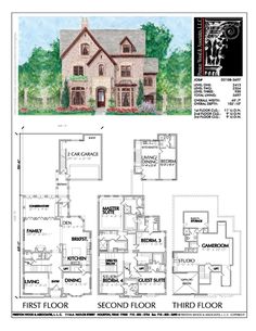 the first floor and second floor plan for a house