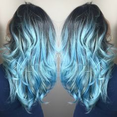 Light Blue Hair With Dark Roots, Colored Hair With Dark Roots, Blue Hair Dark Roots, Blue Hair With Dark Roots, Ghost Fairy, Blue Hair Dark, Baby Blue Hair, Funky Hair Colors, Dyed Hair Ideas