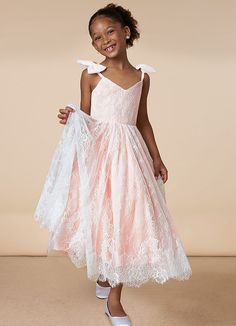 Have you flower girl dress beautifully in our effortless chantilly lace dress, Tilly. Her V-neckline bodice is held by straps that have bows at the shoulders. The skirt is a playful A-line gown that lets her twirl to her heart's content. We have made this dress come in a few of our favorite colors to compliment perfectly with any bridal party. Chantilly Lace Dress, Blush Flower Girl Dresses, Girls Tulle Dress, Pink Flower Girl Dresses, Toddler Flower Girl Dresses, Girls Easter Dresses, Light Pink Flowers, White Flower Girl Dresses, Flower Girl Dress Lace