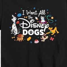 Disney Classics - Cats & Dogs - I Want All The Disney Dogs - Toddler And Youth Short Sleeve Graphic T-Shirt - Celebrate the essence of Disney's Disney with officially licensed apparel featuring unique designs crafted exclusively by Hybrid Apparel. Each piece brings beloved characters, iconic imagery, and memorable moments to life, offering Disney fans a one-of-a-kind way to showcase their passion. Unique Disney Shirts, Mickey Mouse Shorts, Disney Cats, Disney Dogs, Disney Boys, Disney Classics, Toddler Boy Outfits, Classic Disney, Disney Shirts