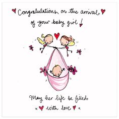 congratulations card with two babies in a hammock